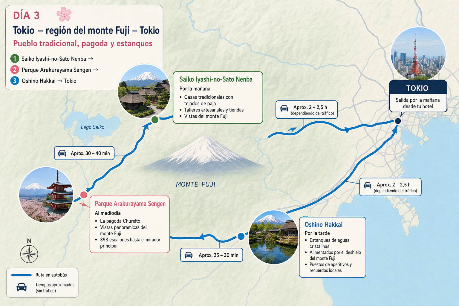 Itinerario para la época de los cerezos en flor en Japón