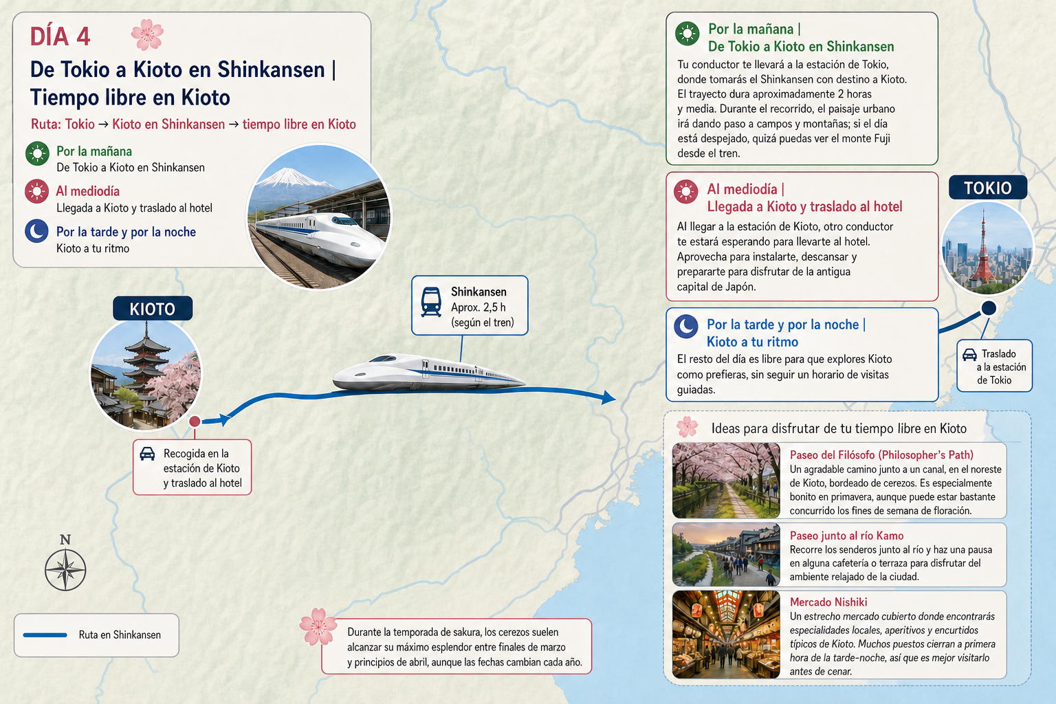 Itinerario para la época de los cerezos en flor en Japón
