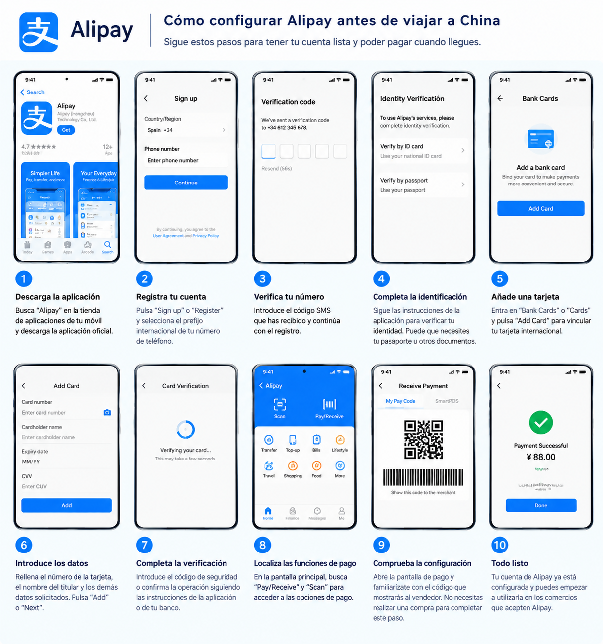 Guía visual para registrar una cuenta Alipay
