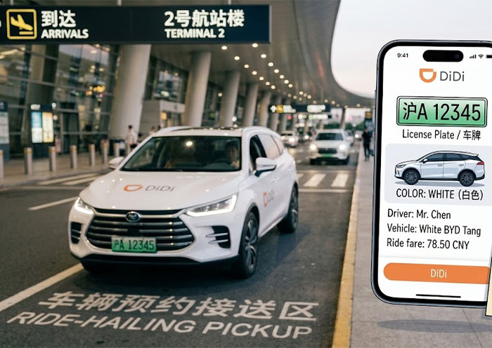 Uso de la aplicación DiDi para pedir un coche en China