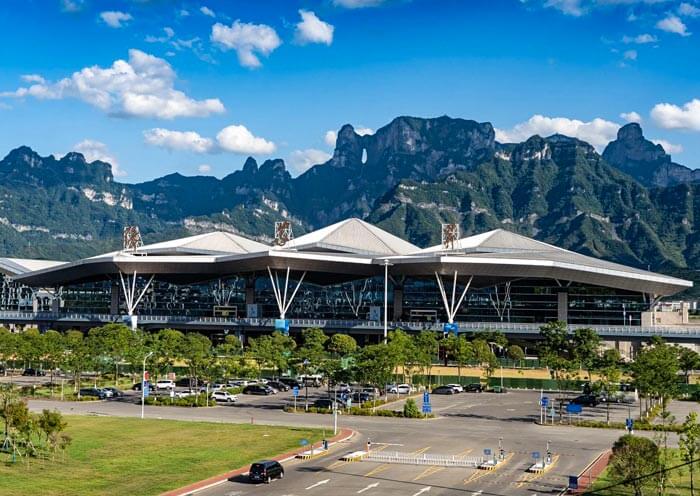 Zhangjiajie Airport with Tianmen Mountain Background