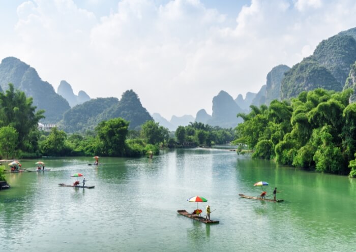 Bamboo raft on Yulong River