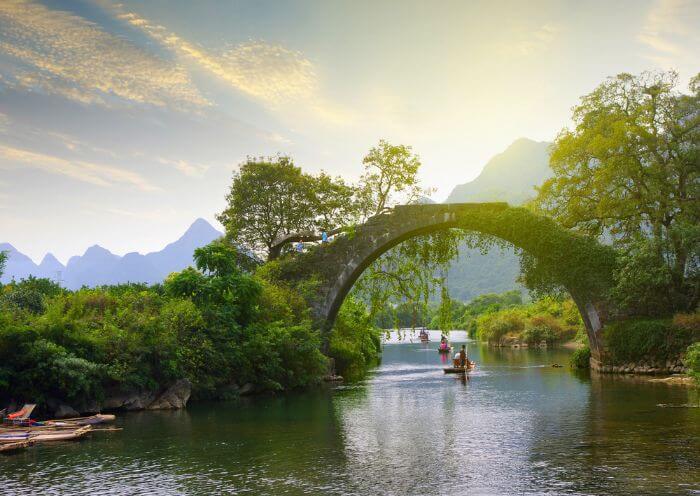 Bamboo raft on Yulong River