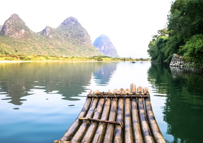 Bamboo raft on Yulong River