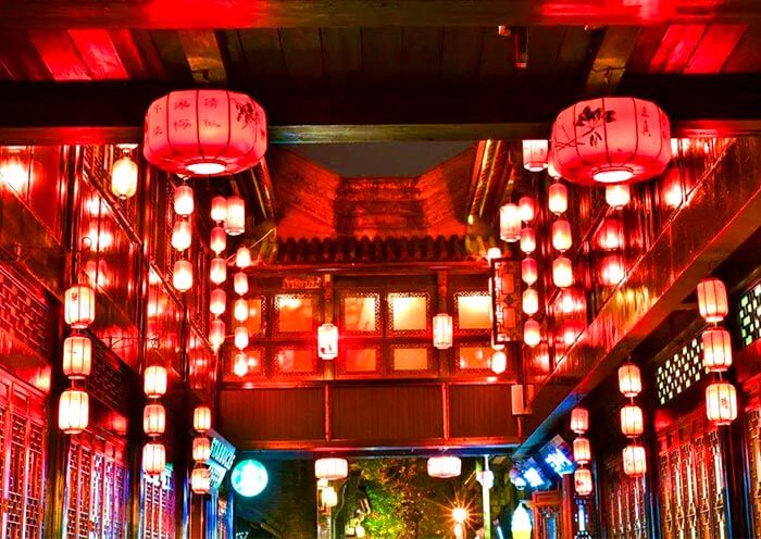 Jinli Street is illuminated with colorful lights