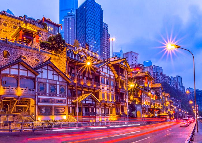Chongqing Hongya Cave Night View