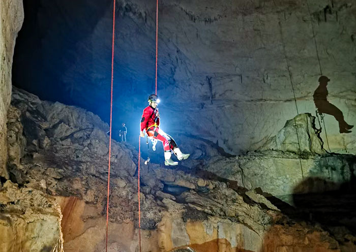 Descend on a fast-rope into the 