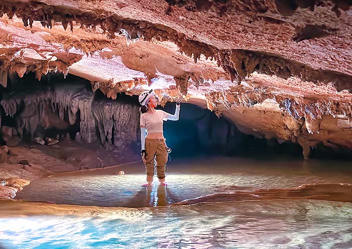 Limestone formations and underground river