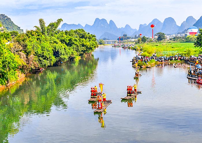 Bamboo raft on Yulong River