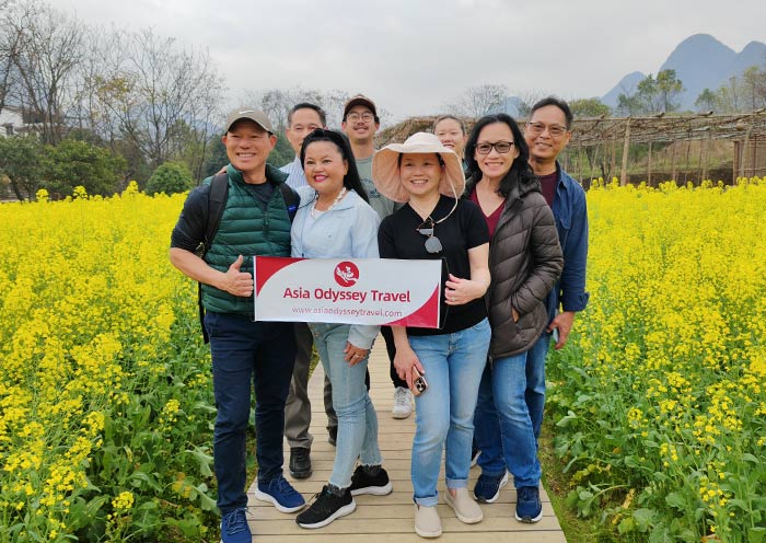 Our guests in Yangshuo during rapeseed bloom