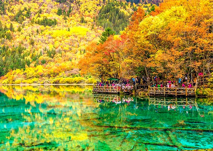 Five Flower Lake (Wuhuahai) in Jiuzhaigou Valley