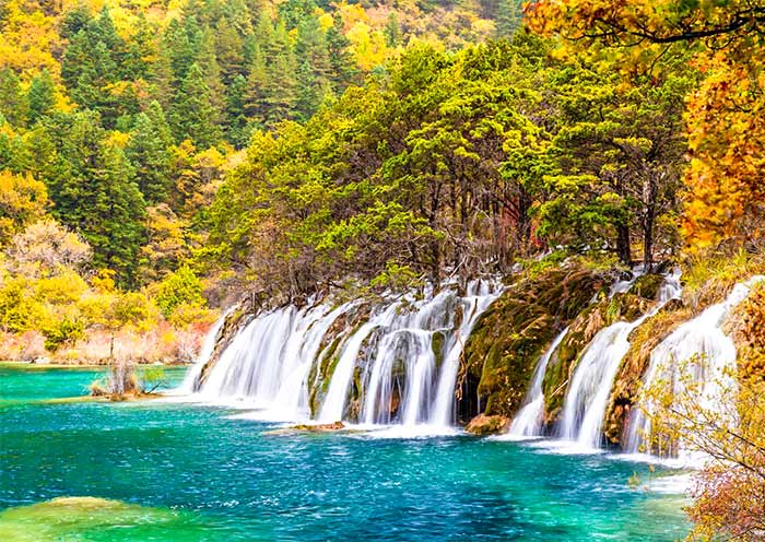 Beautiful waterfalls of Jiuzhai Valley