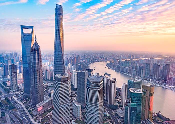 Lujiazui Skyscrapers in the Pudong New Area of Shanghai