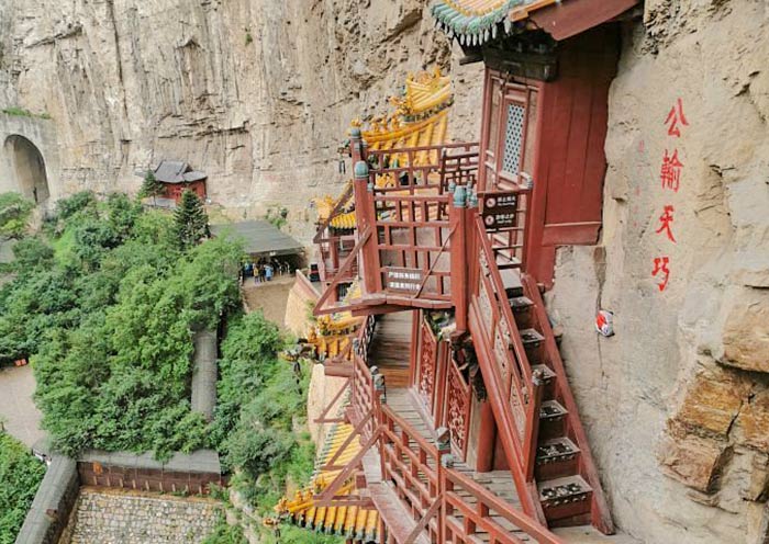 Lotus patterns on stairs symbolize 