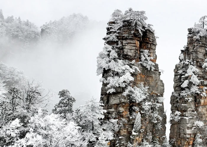 Montañas Wulingyuan en invierno