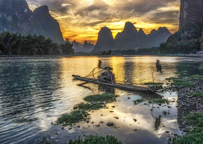 Fisherman on the Banks of the Li River