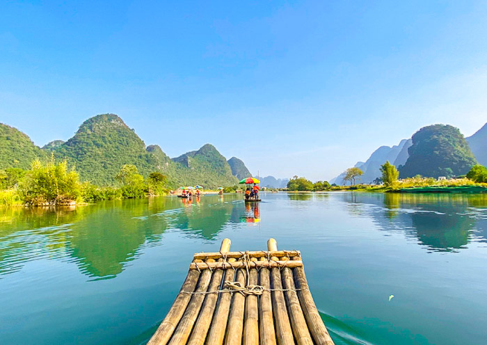 Tranquil Bamboo Rafting on Yulong River