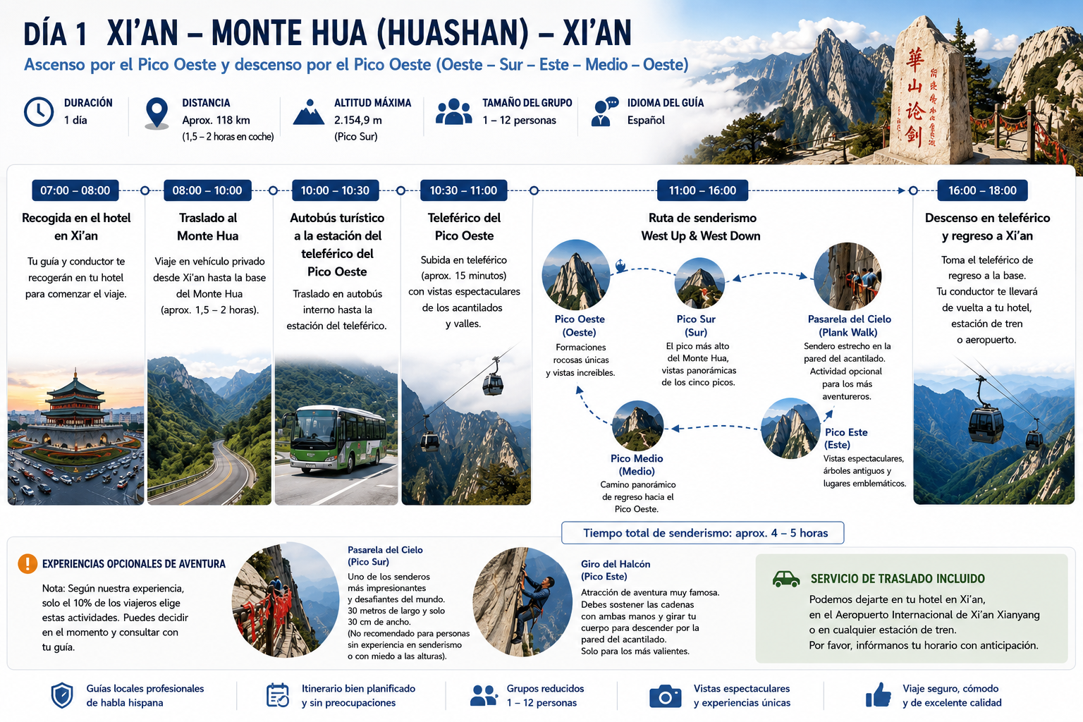 Excursión de 1 Día al Monte Huashan desde Xi'an: El Circuito Premium