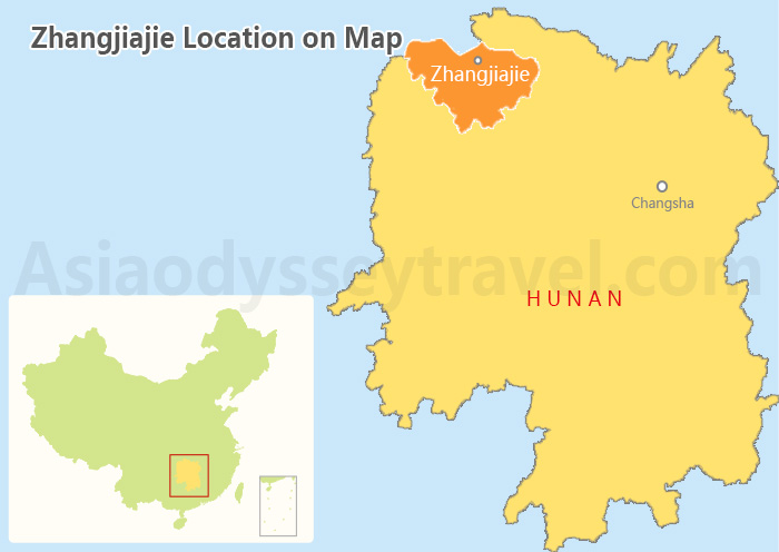 Mapa de Ubicación de Zhangjiajie
